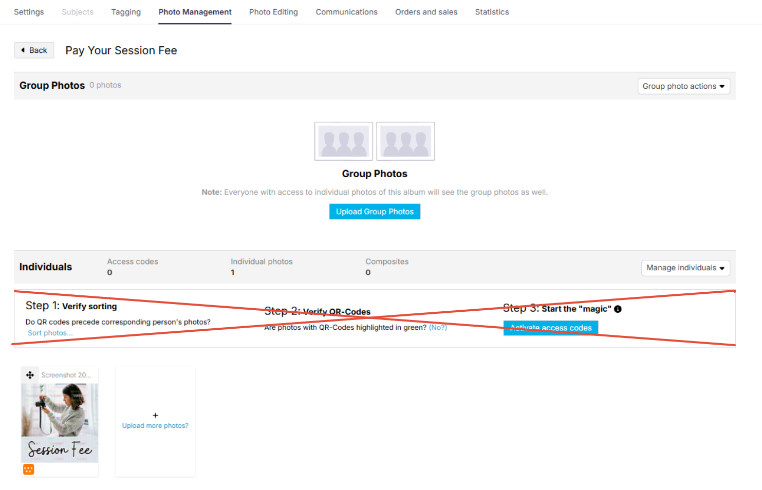 Watermark setting for the Session Fee job