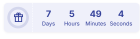 Countdown timer with gift icon, showing 7 days remaining.