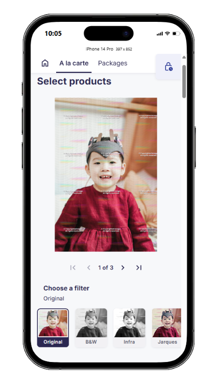 Photo filter selection in shop