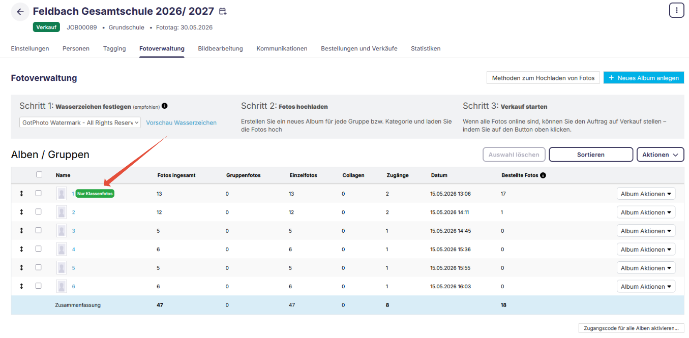Preisliste pro Album zuweisen