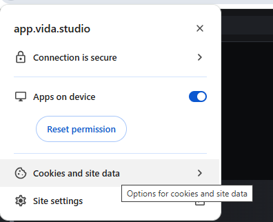 The Cookies and site data option in the Chrome site controls menu