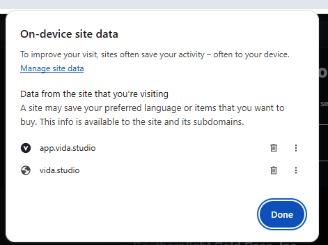 Deleting stored site data in Chrome