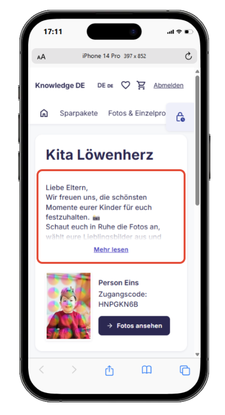 Ausklappbare Beschreibung in der mobilen Ansicht