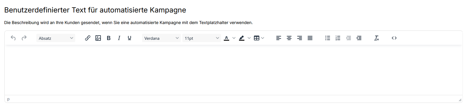 Benutzerdefinierter Text für automatisierte Kampagnen