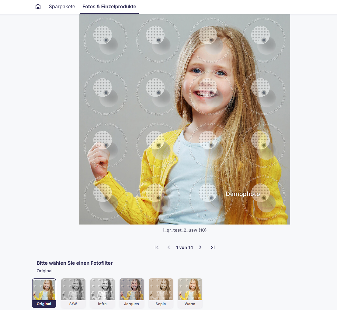 Screenshot mit den Fotoeffekten im neuen Shop.
