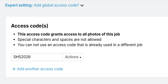 Global Access Code field