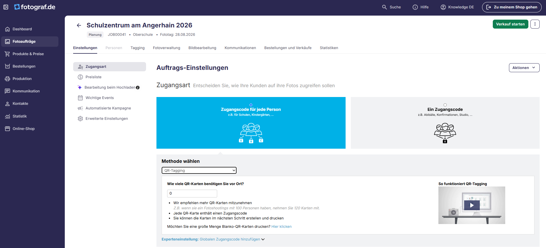 Neue Ansicht der Foto-Auftragsseite