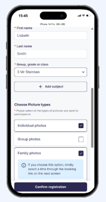 Customer view in legacy shop and new shop: Picture type selection