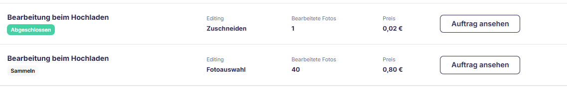 Status Sammeln im Reiter Fotobearbeitung