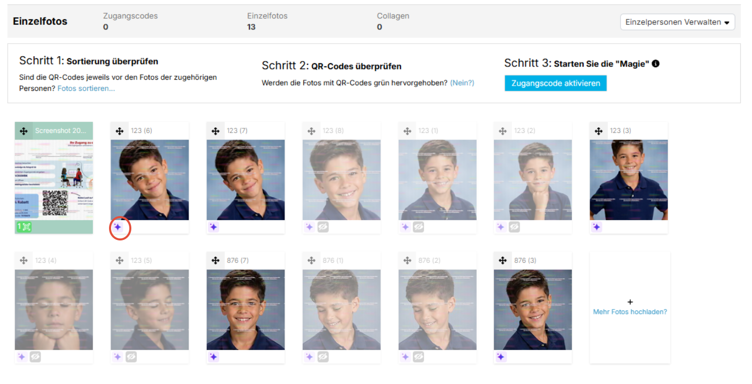 Grün markierte QR-Kartenbilder