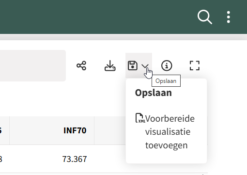 Bij dit icoon kunt u de visualisatie opslaan
