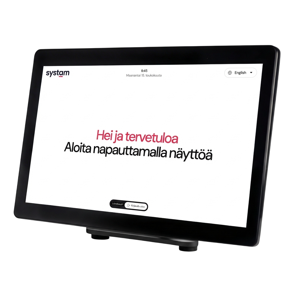Systam Liten mitat: näyttö 16 tuumaa (leveys 387 mm, korkeus 248 mm, syvyys 38 mm), paino 5 kg, korkeus jalustalla 320 mm tai 220 mm, leveys 387 mm