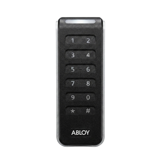 A guest opens a glass door with a PIN code, phone in hand