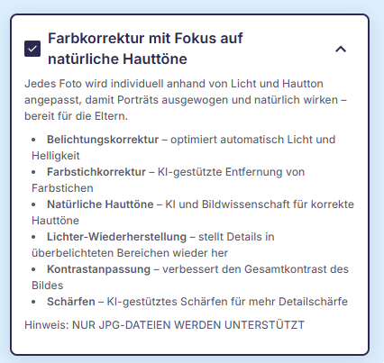 Beispiel für hauttontreue Farbkorrektur