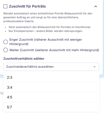 Enger und weiter Porträtzuschnitt