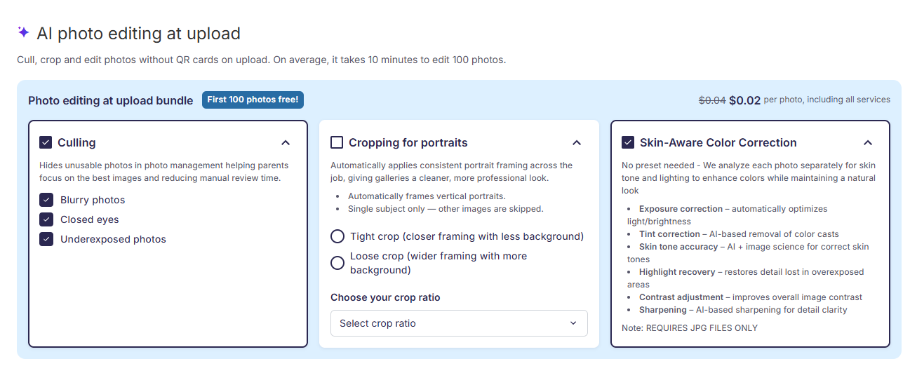 Photo Editing at Upload bundle overview