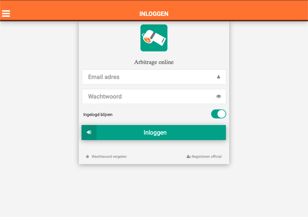 Inlogscherm van de app met de link Wachtwoord vergeten