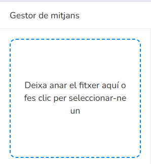 Pujada d'imatges seleccionant fitxers o arrossegant-los i deixant-los anar