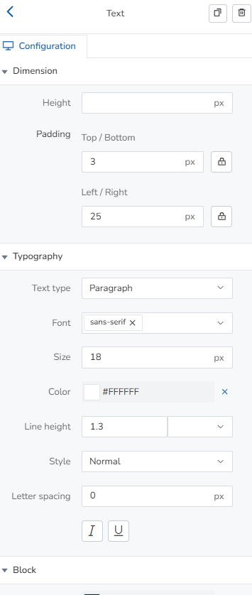 Right sidebar page attributes and general settings