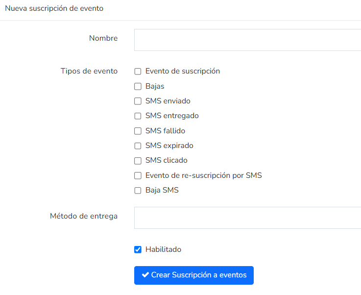 Mailrelay, opciones de la suscripción a eventos