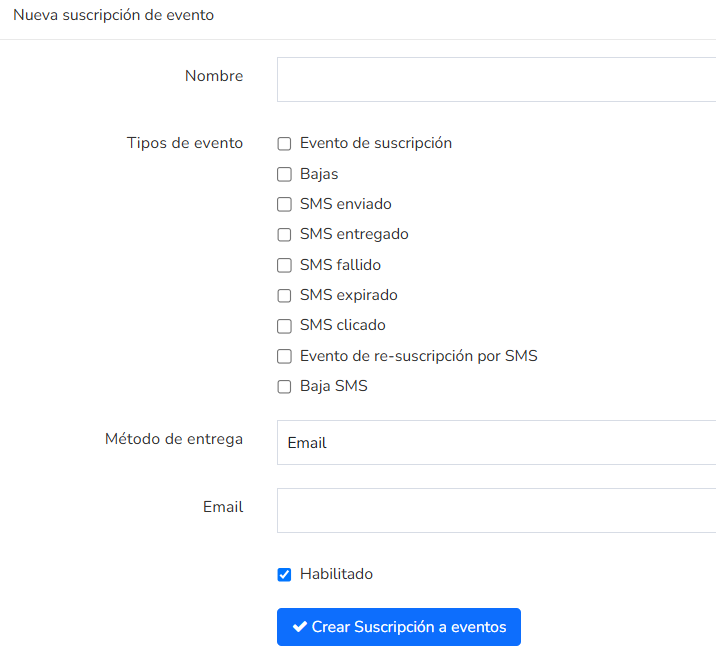 Mailrelay, método de entrega de la suscripción a eventos por Email