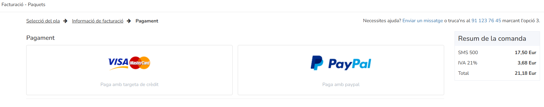 mètode de pagament