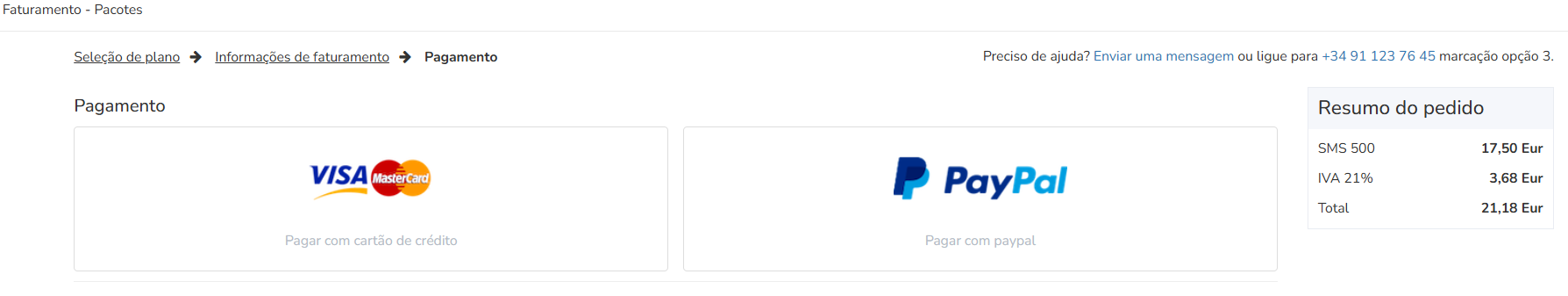 Método de pagamento