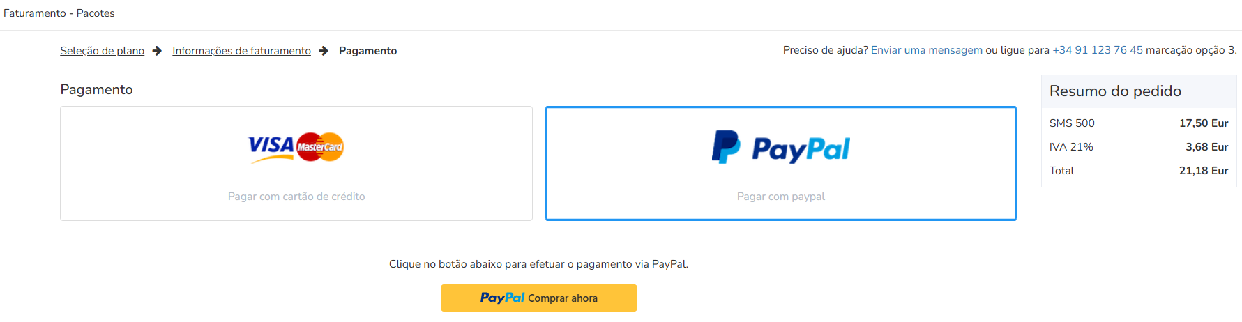 Método de pagamento PayPal