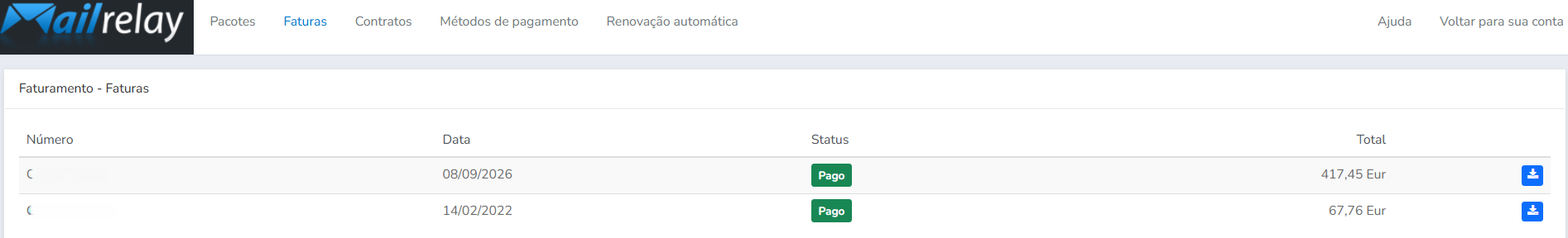 Verifique a fatura em dia para pagamentos efetuados