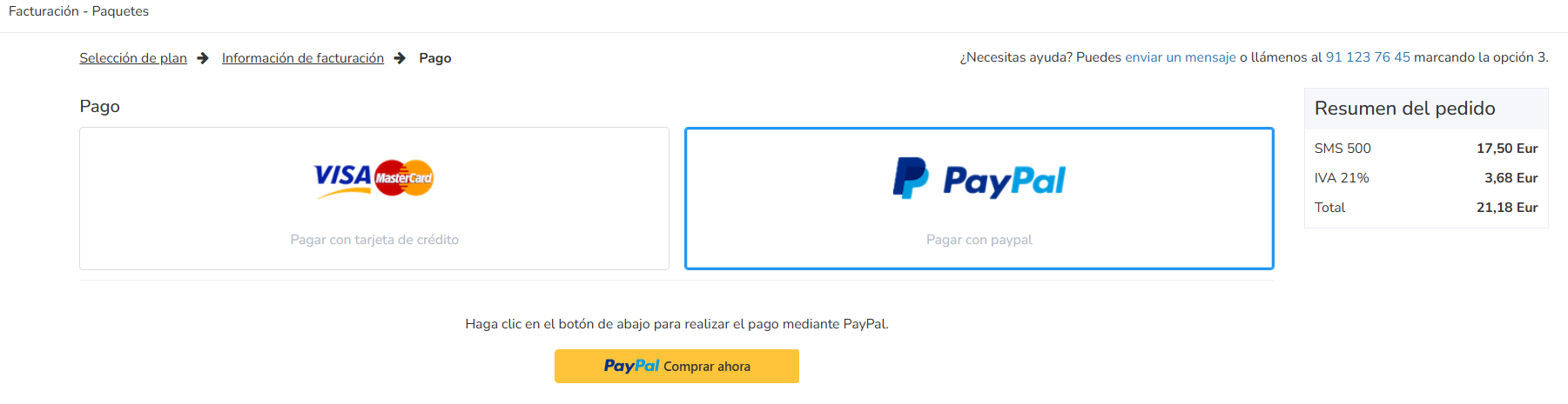 Método de pago PayPal