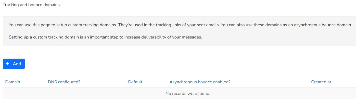 screen where the custom domain is added