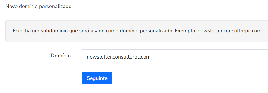 Adicionar domínio personalizado