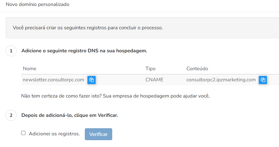 Verificação de domínio personalizado