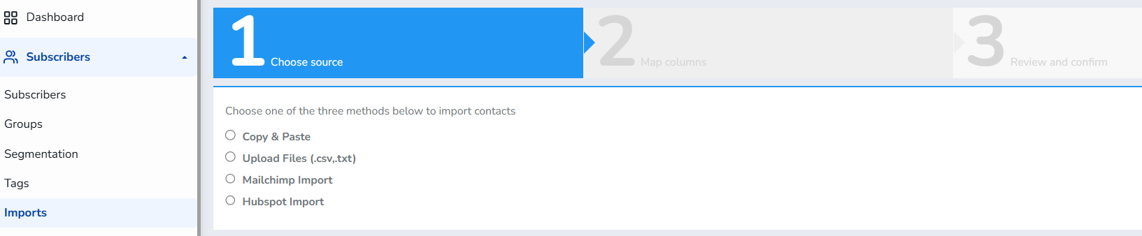 Import methods in Mailrelay