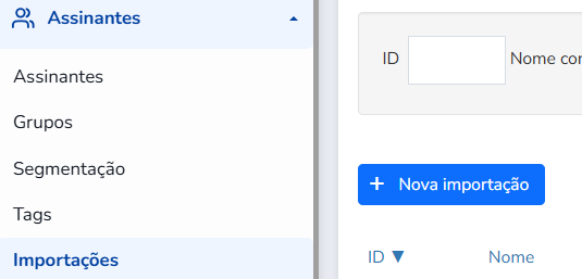 Passos para adicionar uma nova importação