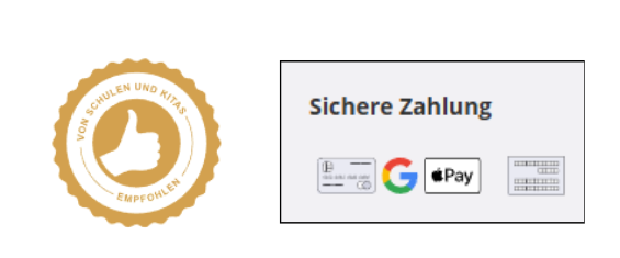 Anzeige von Schulsiegel und Zahlungs-Symbolen im Header
