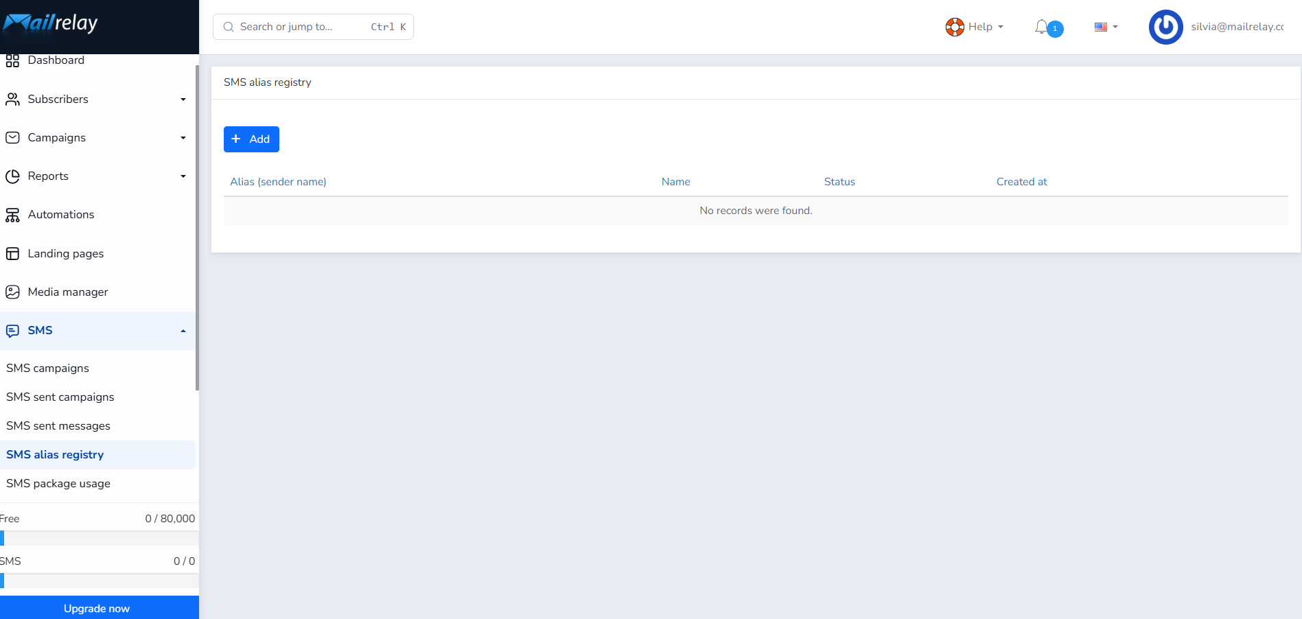 Add SMS alias registry