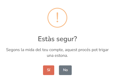 Diàleg de confirmació per exportar l'ús dels subscriptors