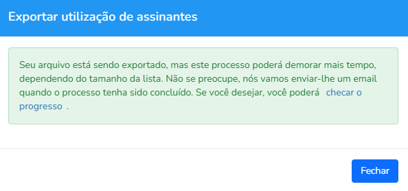 Notificação de exportação gerada em segundo plano