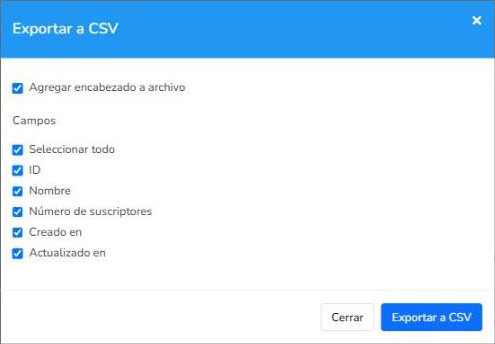 Ventana Exportar a CSV