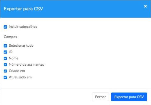 Janela Exportar para CSV