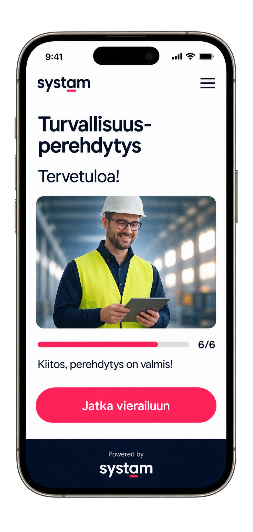 Turvallisuusperehdytys puhelimen näytöllä
