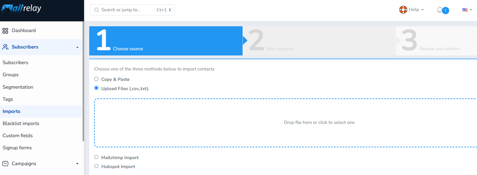 Mailrelay, import first steps