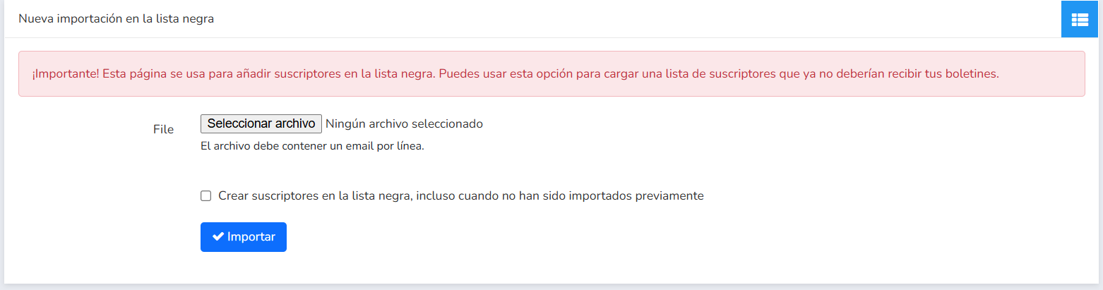 Mailrelay, importar suscriptores en la lista negra