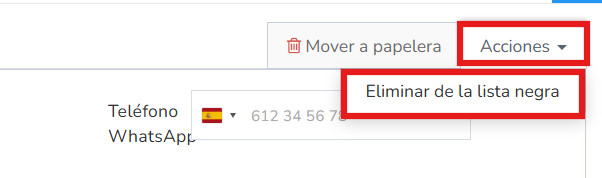 Mailrelay, Eliminar de la lista negra
