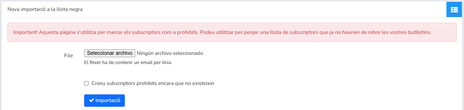 Mailrelay, importació de subscriptors prohibits