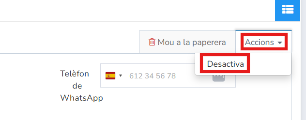 Mailrelay, accions desactiva