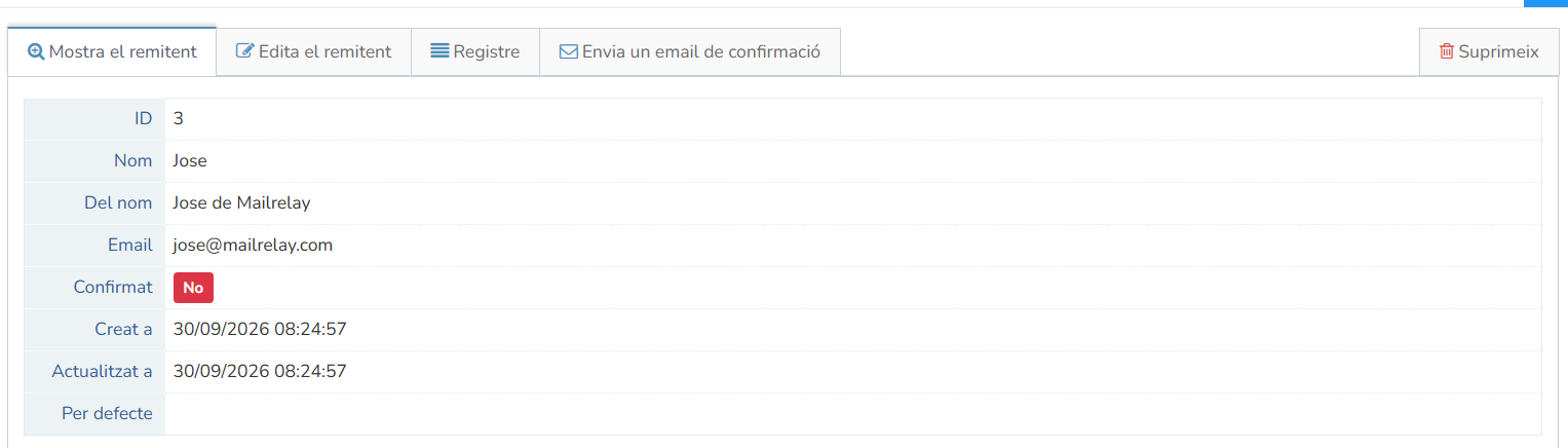 Mailrelay, enviar email de confirmació del remitent