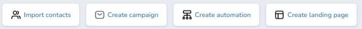 Mailrelay Dashboard quick actions: import contacts, create campaign, automation and landing page