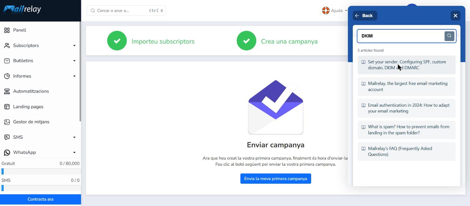 Resultats de la cerca de DKIM